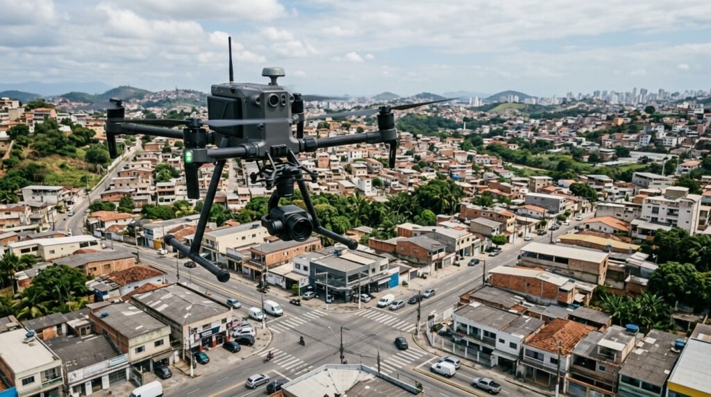 Drone utilizado por agentes de segurança e Defesa Civil de Cariacica
